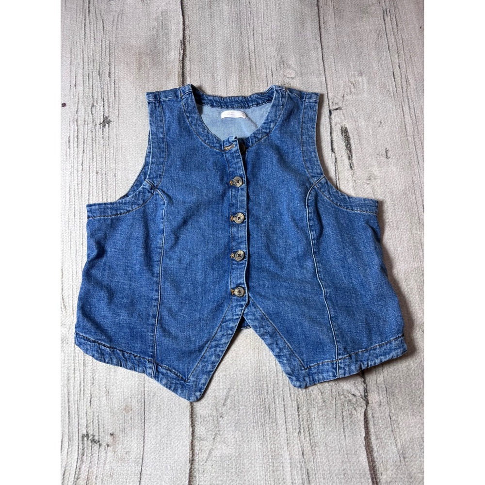 LC Lauren Conrad Denim Blue Button-Front Vest